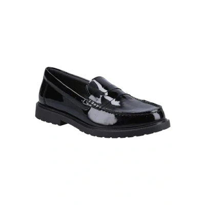 Abbildung von Hush Puppies Verity Slip On Leder Damen Patent Loafer In Schwarz