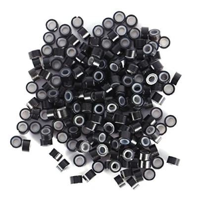 Abbildung von Haarverlängerungsring, 4 mm, mit Silikon ausgekleidet, 2000 Stück, Schwarz