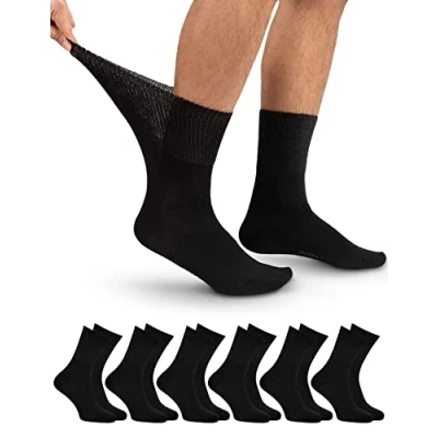 Abbildung von OCERA 6 Paar Diabetiker Crew Socken für Damen und Herren, ohne drückenden Gummibund Schwarz Gr. 35 38