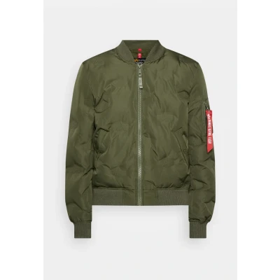Abbildung von Alpha Industries MA1 LOGO Puffer Bomberjacke, Herren, Größe: Large, Dark olive
