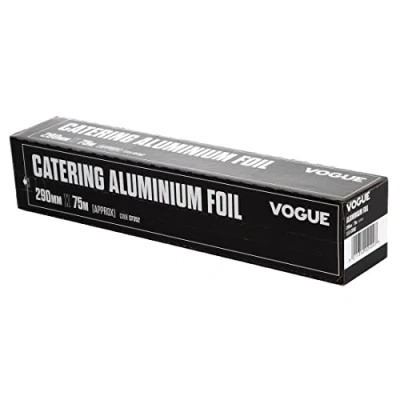 Abbildung von Vogue Aluminiumfolie 290 mm x 75 m, Silber, professionelle Zinnfolie, Box mit gezahnter Schneidklinge, CF352