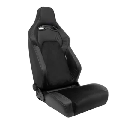 Abbildung von Sportsitze &#039;VGR Premium&#039; Schwarz Leder &amp; Alcantara + Silberen Naten Doppelseitig Verstellbare Rückenlehne inkl. Laufschienen