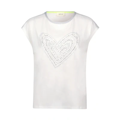 Abbildung von Cartoon Rundhalsmit Placement Tshirt print, Damen, Größe: 34, Patch cream silver