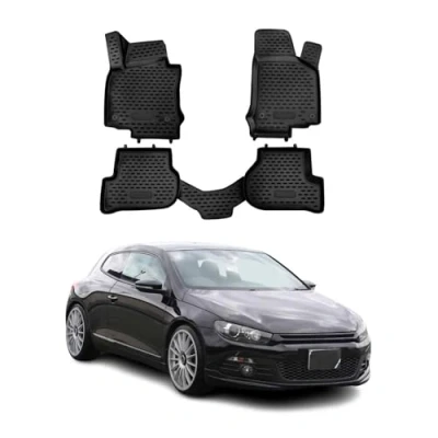 Abbildung von OMAC Gummimatten Fußmatten kompatibel mit VW Scirocco 2008 2017 TPE Automatten Schwarz 4tlg