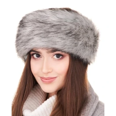 Abbildung von Futrzane Classic Stirnband Fell Damen Winter Ohrenwärmer aus Pelz Größe XS (Silber Classic)