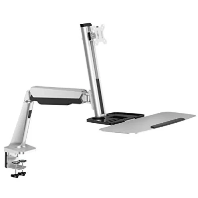 Abbildung von RICOO Monitorhalterung mit Tastatur Ablage Monitor Halterung Tisch Workstation für 13 27 Zoll VESA Tischhalterung TS1311 Monitorarm Bildschirmhalterung Bildschirm Halter Arme Computermonitore