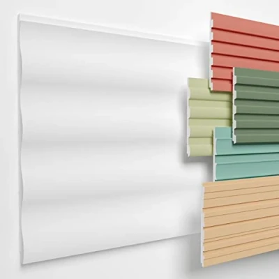 Abbildung von HEXIMO Lamellenwand (3.67 m²) aus XPS Lamellen Wandpaneele Lamellenverkleidung Akustikpaneele weiß (8 Paneele, HLM 10 01 weiß) Wandplatten wall panels Schaumstoff