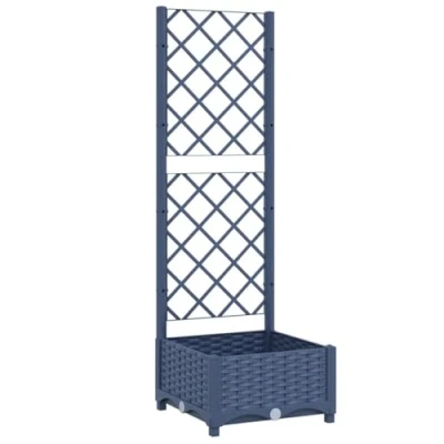Abbildung von vidaXL Pflanzkübel mit Rankgitter Blumenkübel Pflanzkasten Blumentopf Blumenkasten Rankhilfe Spalier Gartenspalier Dunkelgrau 40x40x121,5cm PP