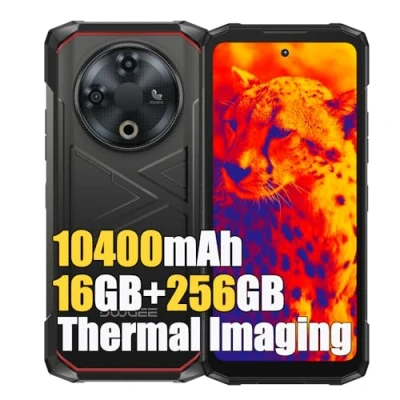 Abbildung von DOOGEE Fire 6 16GB+256GB Outdoor Handy ohne Vertrag 2025, 50MP+Wärmebildkamera, Android 14 Handy, 6,56&quot;HD+, 10400mAh,Dual SIM 4G Smartphone vertrag, IP68 FM OTG GPS, 3 Card Slot, Schwarz