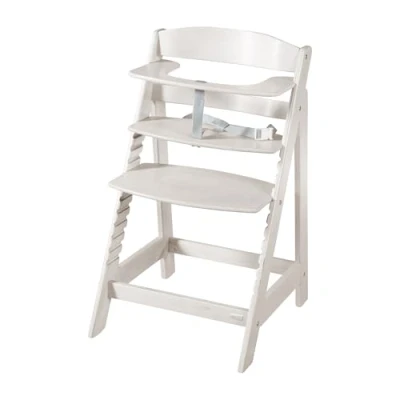 Abbildung von roba Babyhochstuhl Sit Up Flex Mitwachsender Hochstuhl aus Holz Verstellbarer Kinderhochstuhl mit Schrittgurt ab 6 Monaten bis 70 kg Stone washed