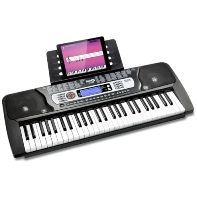 Abbildung von RockJam 54 Key Keyboard Piano with Power Supply, Sheet Music Stand, Note Stickers &amp; Simply Lessons
