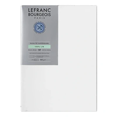 Abbildung von Lefranc Bourgeois 111210 Keilrahmen aus 100% Leinen in Premium Qualität, gebrauchsfertig Grundiert mit Titandioxid Gesso, seitlich genagelt auf massivem Kiefernholz 10P