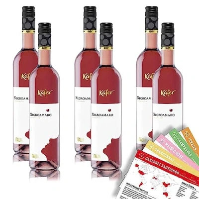 Abbildung von Käfer Negroamaro Rosé IGP, halbtrocken, sortenreines Weinpaket + VINOX Winecards (6x0,75l)