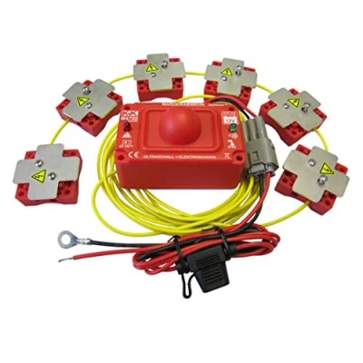 Abbildung von K&amp;K M4700 Das KOMPLETTE Marderabwehrgerät: Marderabwehr Ultraschall + Hochspannung wasserdicht, 6 verschiebbare Hochspannungsplatten, 360