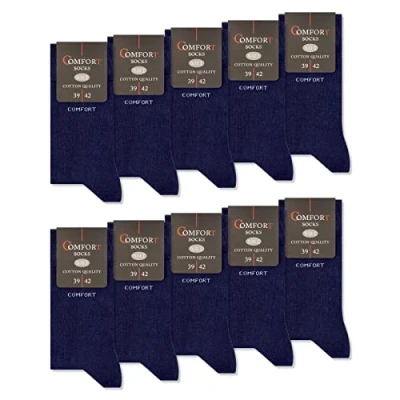 Abbildung von 10 Paar Comfort Socken ohne Gummi &amp; Naht Herren Damen Baumwolle Komfortbund 13100 (Navy 47 50)