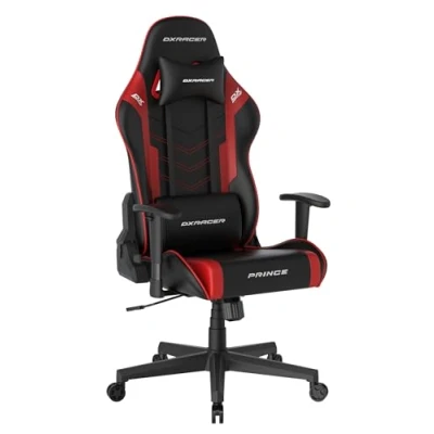 Abbildung von Robas Lund DXRacer Prince L PF132 Gaming / Büro Schreibtischstuhl, mit Wippfunktion Stuhl Höhenverstellbarer Drehstuhl PC Ergonomischer Chefsessel, schwarz rot