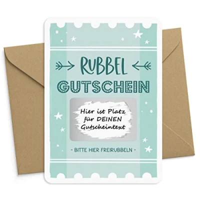 Abbildung von KuschelICH Rubbelkarte Gutschein zum Selbstbeschriften Kreative Geschenkidee für Geburtstag, Weihnachten, Valentinstag A6 Karte mit Rubbelsticker DIY
