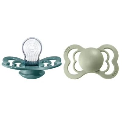 Abbildung von BIBS Supreme Schnuller 2er Pack, BPA frei, Symmetrischer Nippel. Silikon, Hergestellt in Dänemark. 6 18 Monate (2er Pack), Island Sea/Sage