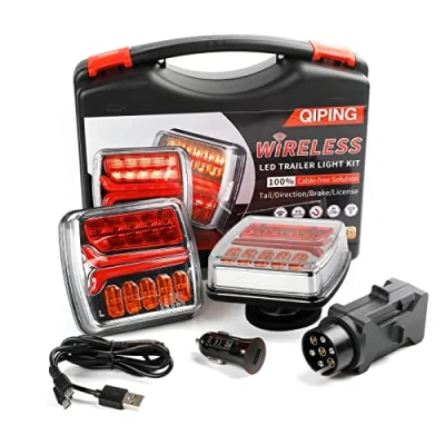 Abbildung von Qiping 2 x magnetische anhänger rückleuchten kabellos, funk rücklichter led mit magnet, wasserdicht, E mark E9 10R 05 wiederaufladbar