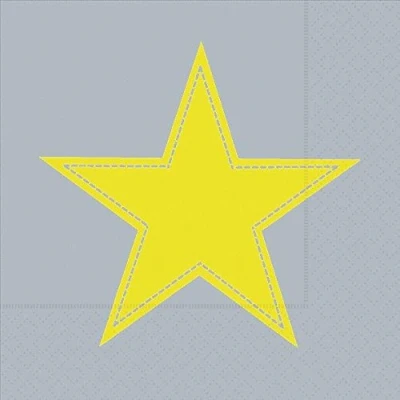 Abbildung von Unbekannt 20 Cocktail Servietten 25 x cm Cocktail. Gelber Stern auf grau. Simply Star Yellow/Grey