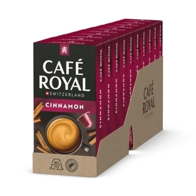 Abbildung von Café Royal Cinnamon Flavoured 100 Kapseln für Nespresso Kaffee Maschine 4/10 Intensität UTZ zertifiziert Kaffeekapseln aus Aluminium