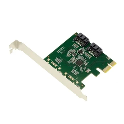 Abbildung von KALEA INFORMATIQUE PCI Express PCIe 2X SATA 3 6G Controller Karte. RAID 0 1 Span. Low und High Profile Winkel mit ASM1061R Chipsatz.