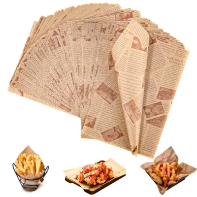 Abbildung von 150 Blatt Käsepapier, Wasserdicht und Öl Burger Papier, 30 * 20cm Pommes Papier für Korb, Einweg Wrap Burger, Sandwich Butterbrot, Käse, Lebensmittelkorb Liner
