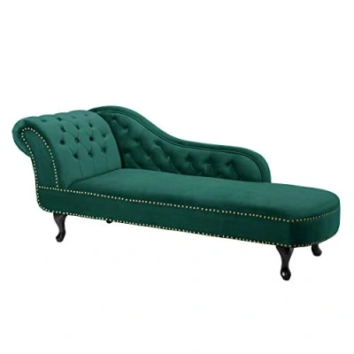 Abbildung von Invicta Interior Chesterfield Récamière 170cm smaragdgrün Samt mit Knopfheftung und Nietenbesatz Chaiselongue Relaxliege