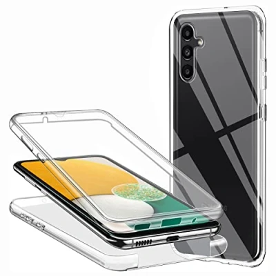 Abbildung von ZYIMOU Hülle für Samsung Galaxy A13 5G / A04S Handyhülle 360 Grad, Transparent Full Schutz Kratzfest Dünn Durchsichtige Case Silikon Schutzhülle, Hart PC Zurück + Weich TPU Vorderseite