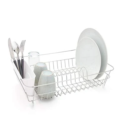 Abbildung von simplywire Abtropfgestell Rostfreies Trockengestell Chrom mit weißem Besteckkorb