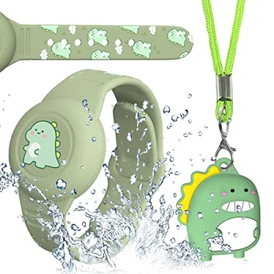 Abbildung von AirTag Kinder Armband &amp; Halskette [IP53] Wasserdicht, 2er Versteckt Hülle für Apple Air Tag Ganzkörperschutz AirTags Silikon Halter Kleinkind AirTec