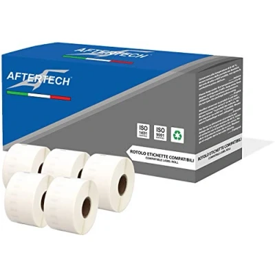 Abbildung von Aftertech 5 x 11356 41 89 mm Rollen kompatible Klebeetiketten (300 Etiketten/Rolle = 1500 insgesamt) für Dymo LabelWriter Seiko SLP Etikettiermaschinen Drucker S0722560 5x11356