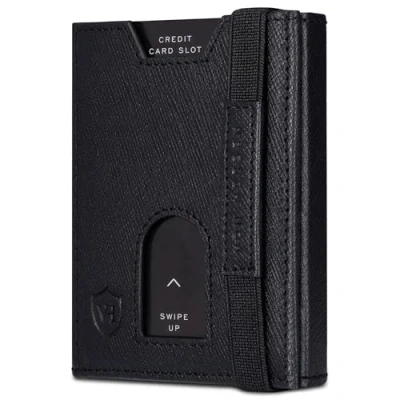Abbildung von VON HEESEN Leder Slim Wallet Geldbeutel mit RFID Schutz Mini Geldbörse für Herren und Damen Kartenetui Echtleder Karten Portemonnaie klein Kreditkartenetui Saffiano