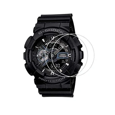 Abbildung von Zshion Displayschutzfolie für Casio GA110, Härtegrad 9H, gehärtetes Glas, G Shock mit Anti Fingerabdruck, blasenfrei, kristallklar, 2 Stück