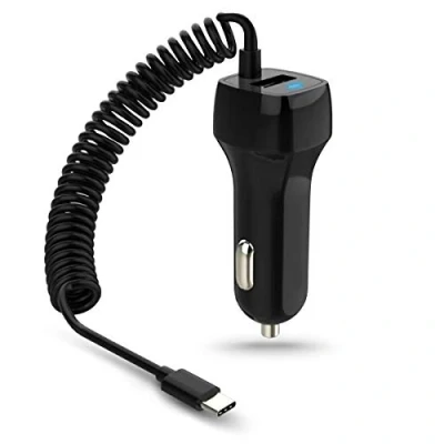 Abbildung von Auto Ladekabel kompatibel mit Samsung Galaxy A15 A13 A14 A25 A33 A34 A35 A53 A54 A55 5G USB Typ C Kfz Ladegerät Universal Lade Car Kabel, Farbe:Schwarz