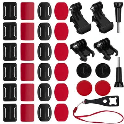 Abbildung von Baxcdyswe 35 Stücke Kleber Halterung Klebepads, Kompatibel für GoPro Hero 12, 11, 10, 9, 8, 7, 6, 5, Session, 4, 3, 3+, 2, 1 Action Kameras Gebogene Flache Helm Basishalterung