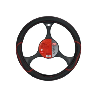 Abbildung von CARPOINT 2561505 Lenkradbezug schwarz, Rot 37 39cm Eco Leder