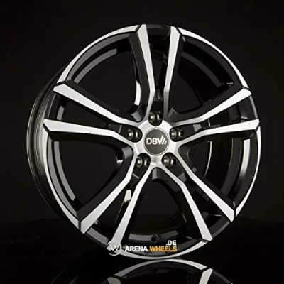 Abbildung von DBV 5 loch 17Zoll 100mm Alufelge Andorra mattschwarz Front poliert 36333 Felge
