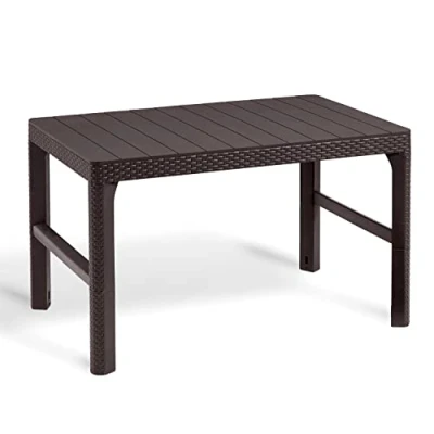 Abbildung von Keter Stilvoller Lyon 2in1 Gartentisch Wetterfest in Braun 116x71cm I Höhenverstellbarer Outdoortisch Balkon &amp; Terrasse Robuster Balkontisch Langlebig Pflegeleicht