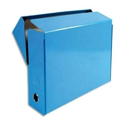 Abbildung von Exacompta 89927E Packung mit 5 Transferboxen Iderama aus laminiertem Karton, robust und strapazierfähig, 24 x 32 cm, Ideal für Ihre Dokumente in Format DIN A4, Rücken 90mm, türkis, Stück