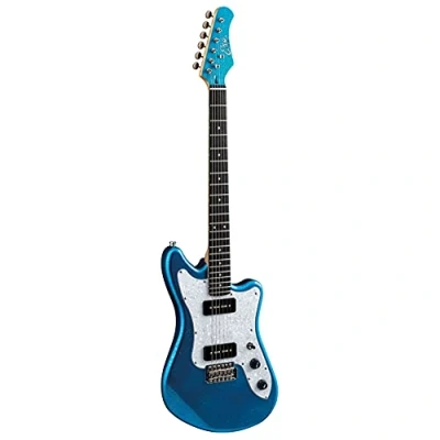 Abbildung von EKO Guitars Camaro VR 2 90, E Gitarre, Korpus aus Pappel, Hals Ahorn und Griffbrett WPC, Pickups P 3 Wege Toggle Switch, Lautstärkeregler Tonregler, Farbe Blue Sparkle