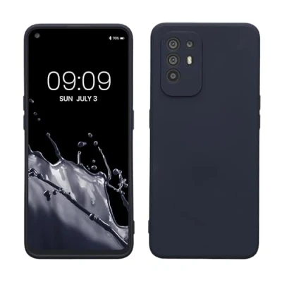 Abbildung von kwmobile Slim Case kompatibel mit Oppo A94 (5G) Hülle Handyhülle aus Silikon in Marineblau