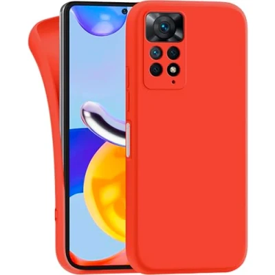 Abbildung von MyGadget Hülle für Xiaomi Redmi Note 11 Pro 5G robuste Silikon Schutzhülle TPU Case Slim Silikonhülle Back Cover Kratzfest Handyhülle Matt Orange