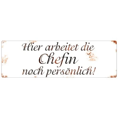 Abbildung von Interluxe METALLSCHILD Blechschild Türschild Hier ARBEITET DIE Chefin Dekoschild Geschenk