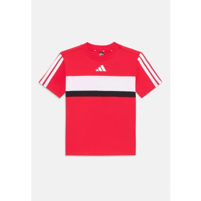 Abbildung von adidas Unisex Kinder Seasonal Essentials TIBERIO 3 Stripes T Shirt, Pure Ruby/White, 13 14 Years