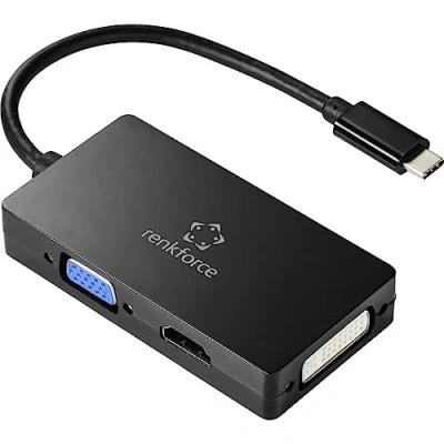 Abbildung von Renkforce RF 4633066 USB C® / HDMI/DVI/VGA Adapter [1x Stecker 1x VGA Buchse, HDMI DVI Buchse 24+5