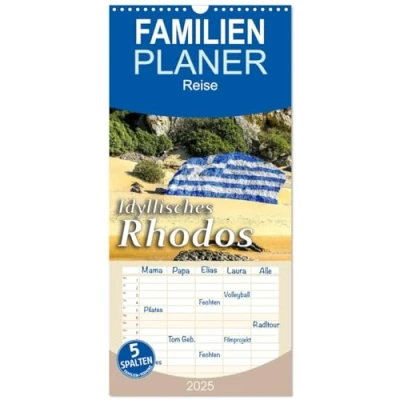 Abbildung von Familienplaner 2025 Idyllisches Rhodos mit 5 Spalten (Wandkalender, 21 cm x 45 cm), CALVENDO