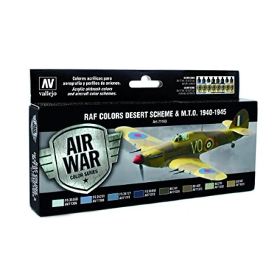 Abbildung von Vallejo 071163 Farbset, RAF Wüstentarnung, WWII, 8x17 ml, Transparent, 8 Count (Pack of 1)