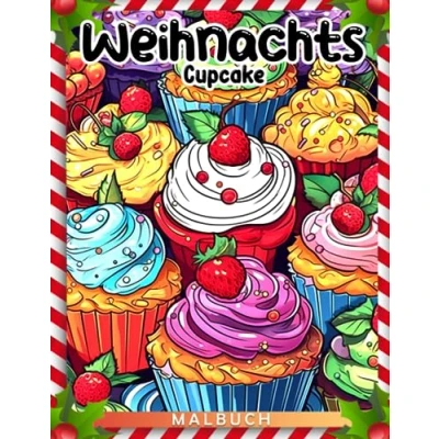 Abbildung von Weihnachts Cupcake Malbuch: Spaßige und einfache Ausmalbilder mit wunderschönen Illustrationen für Kinder Jugendliche um ihre Kreativität zu entfesseln