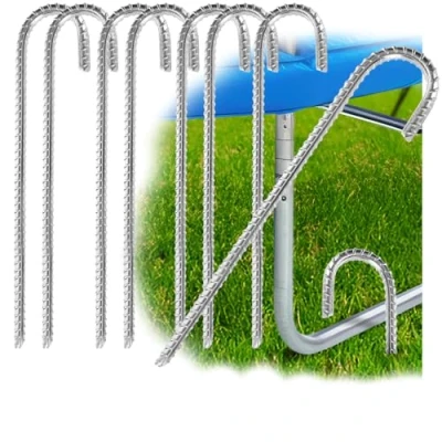 Abbildung von COM FOUR® 8X XL Bodenanker aus massivem Stahl, U Form 40 cm, Ø 1 cm verzinkte Erdanker für Zelt, Pavillon, Hüpfburg, Trampolin, auch als Bewehrungsstab den Boden, stabil &amp; rostfrei